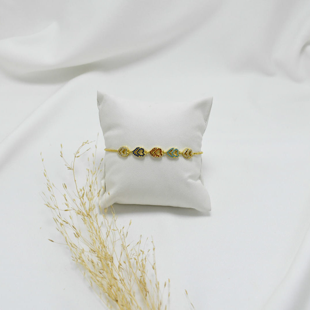 PULSERA GOLD REGULABLE CORAZONES