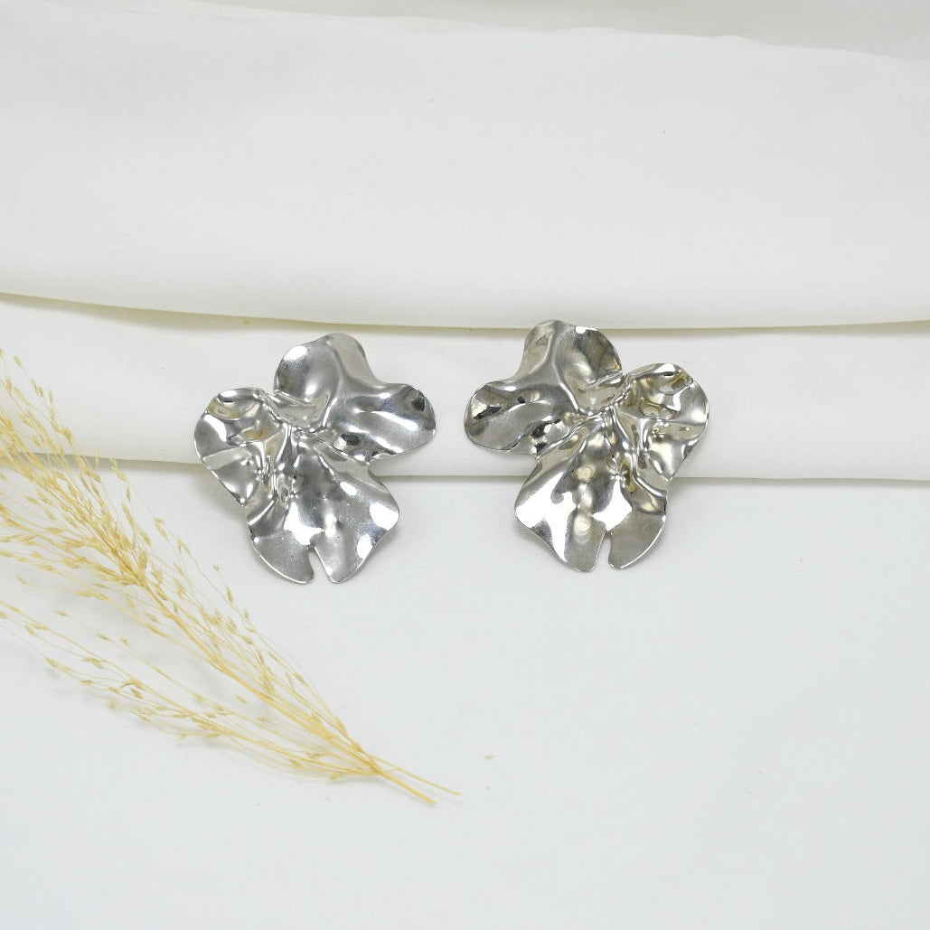 ARETES CHUNKY SILVER FERNY