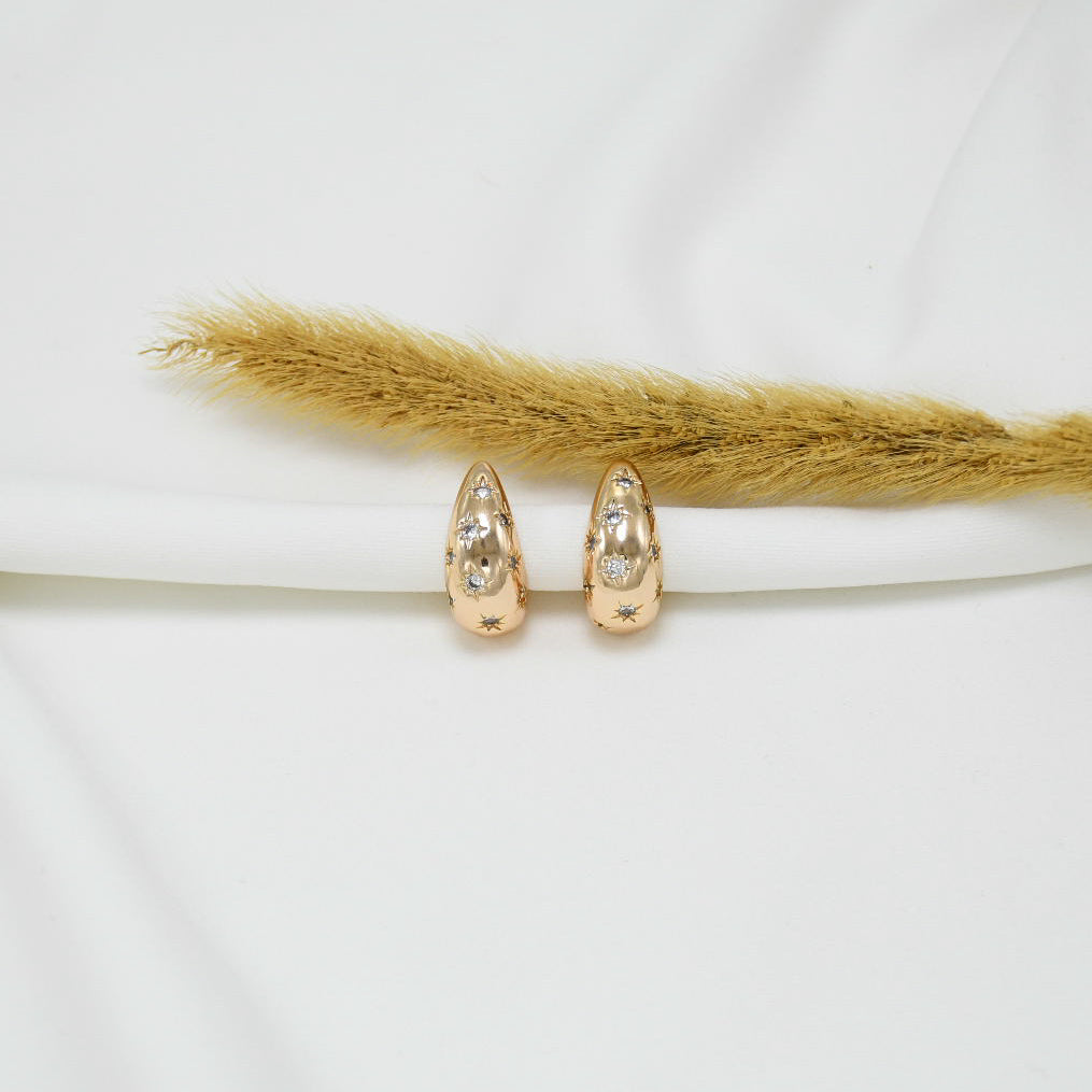 ARETES CHUNKY GOLD GOTAS ESTRELLADAS