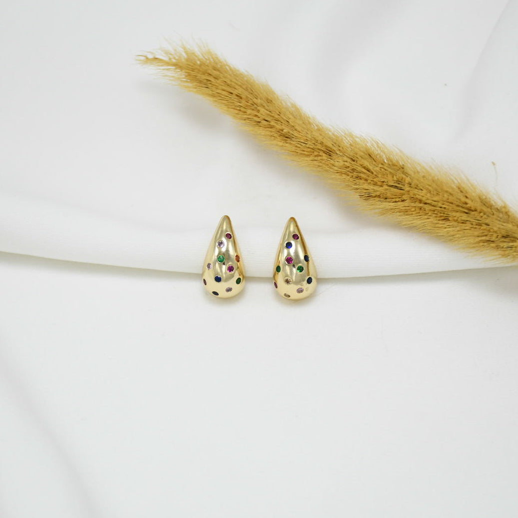 ARETES CHUNKY GOLD GOTAS IRIS