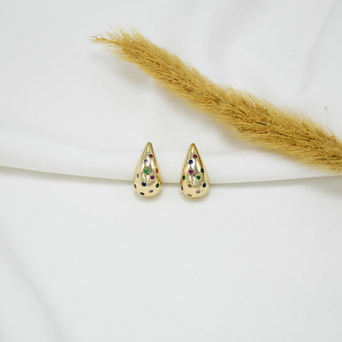ARETES CHUNKY GOLD GOTAS IRIS