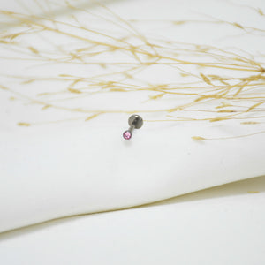 PIERCING DE TITANIO SILVER ZIRCÓN ROSE