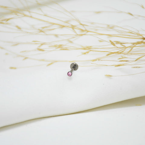 PIERCING DE TITANIO SILVER ZIRCÓN ROSE