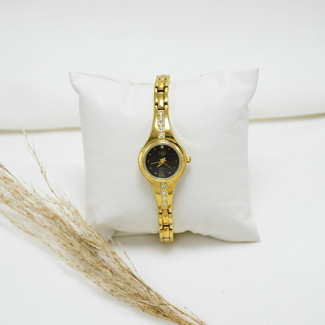 RELOJ DE MUJER GOLD BLACK Q&Q LIRIO