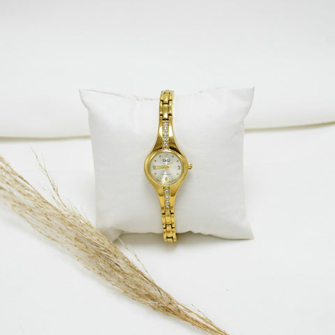 RELOJ DE MUJER GOLD BLACK Q&Q RENATTE