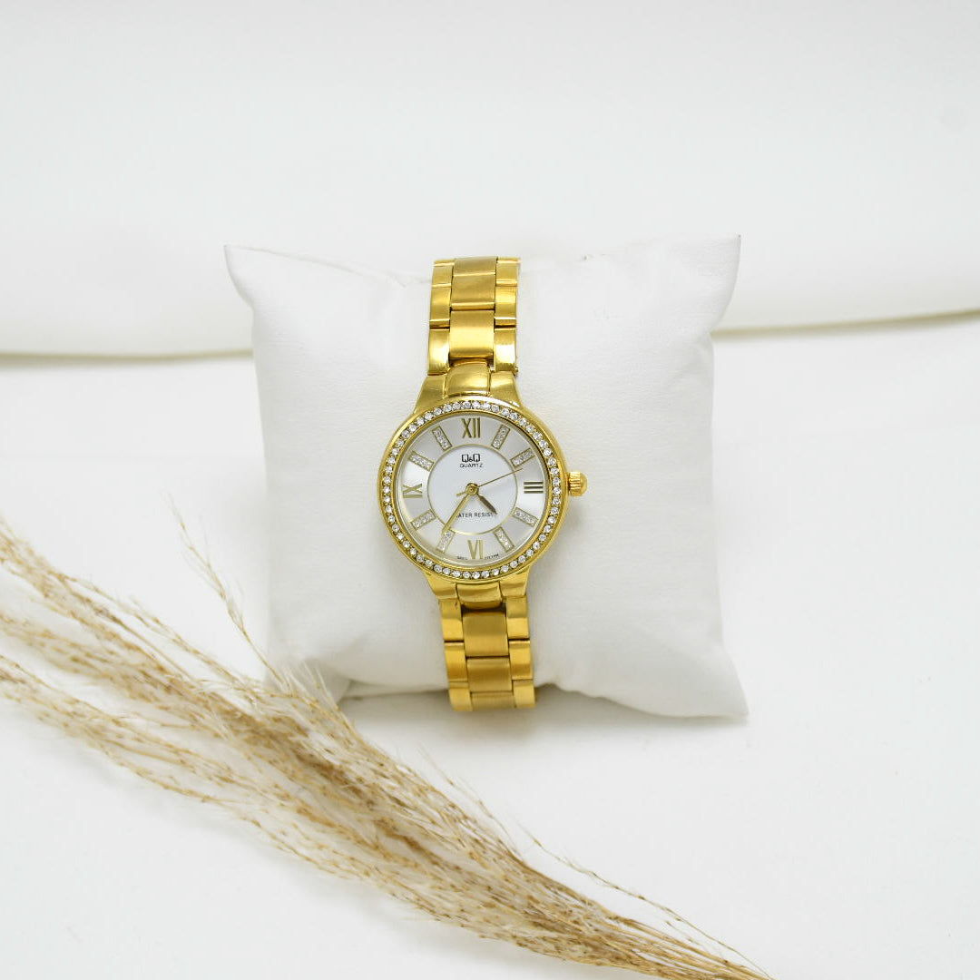 RELOJ DE MUJER GOLD BLACK Q&Q PAULA