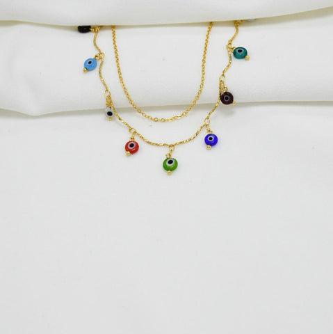 TOBILLERA DOBLE GOLD OJO TURCO