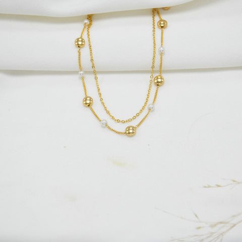 TOBILLERA DOBLE GOLD PERLAS