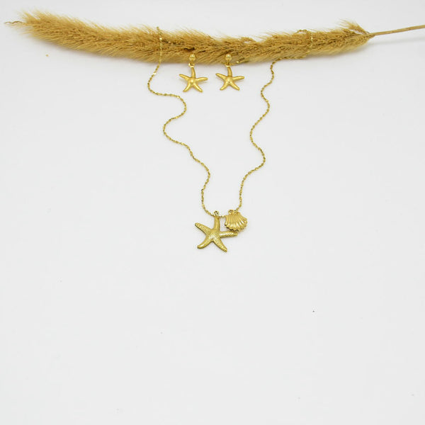 SET COLLAR & ARETES GOLD HILARY