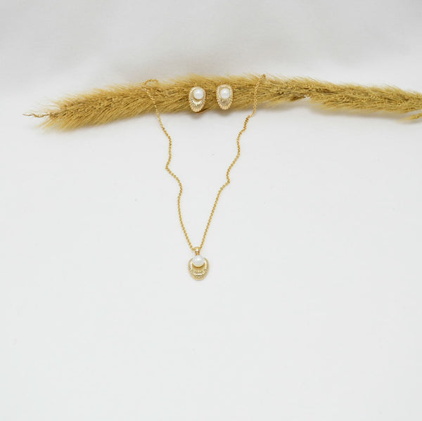 SET COLLAR & ARETES GOLD ABELLA