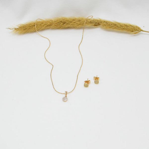 SET COLLAR & ARETES GOLD TIANY