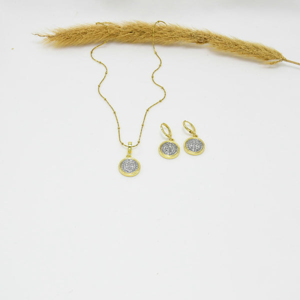 SET COLLAR & ARGOLLAS GOLD LOURDES