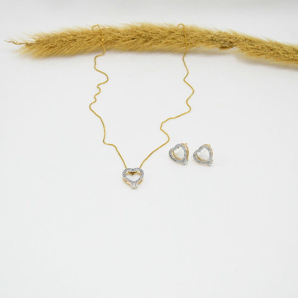 SET COLLAR & ARETES GOLD AMORE