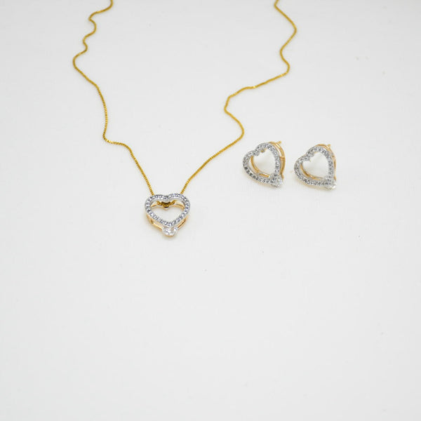 SET COLLAR & ARETES GOLD AMORE
