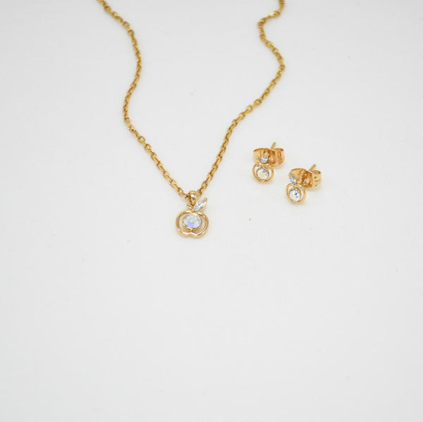 SET COLLAR & ARETES GOLD APPLE