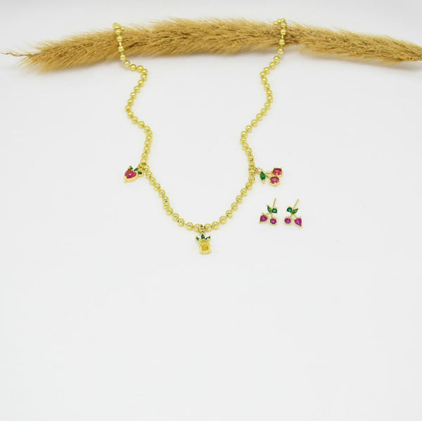 SET COLLAR & ARETES GOLD PRIMAVERA