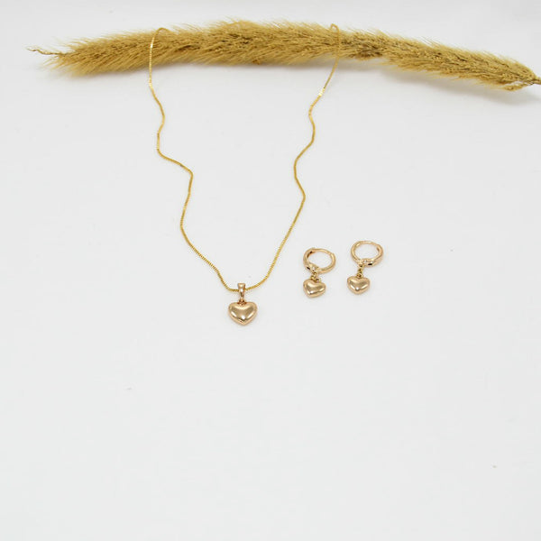 SET COLLAR & ARETES GOLD LOVE U