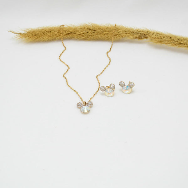 SET COLLAR & ARETES GOLD DISNEY