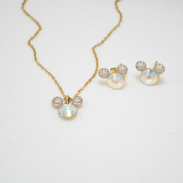 SET COLLAR & ARETES GOLD DISNEY