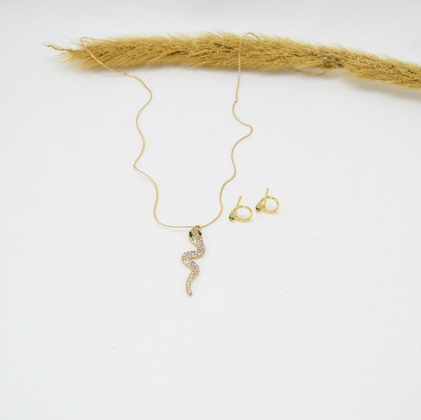 SET COLLAR & ARETES GOLD SNAKE