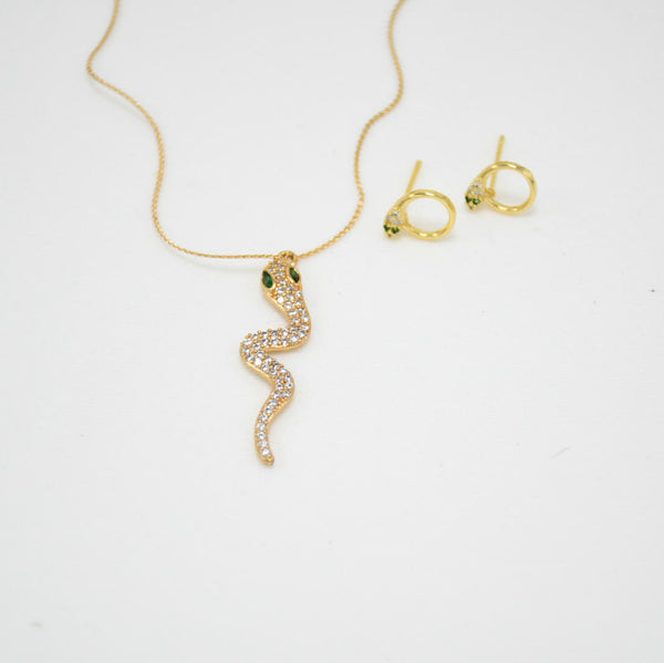 SET COLLAR & ARETES GOLD SNAKE