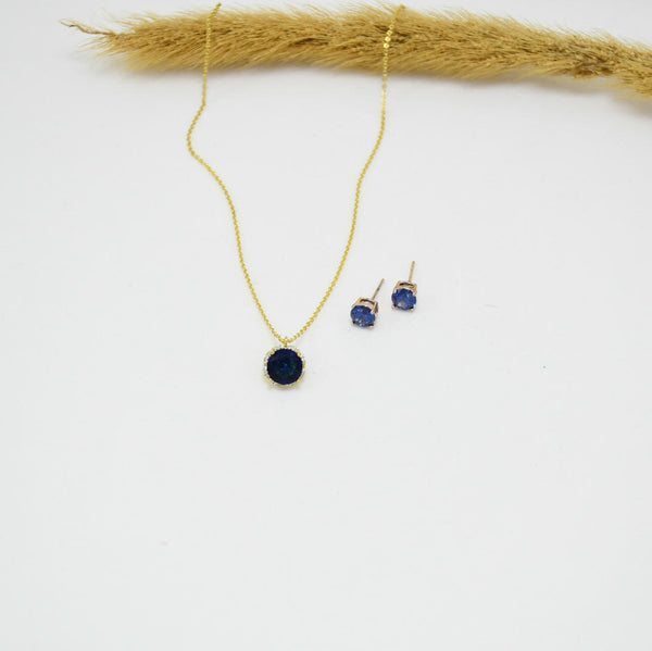SET COLLAR & ARETES GOLD LAPISLAZULI