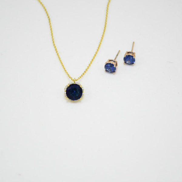 SET COLLAR & ARETES GOLD LAPISLAZULI