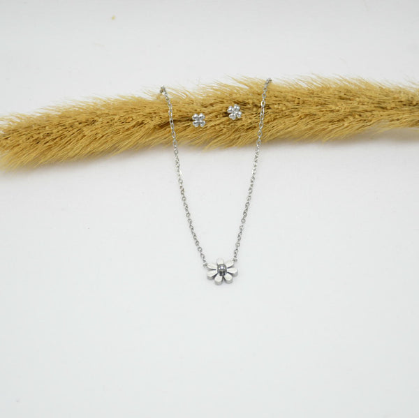 SET COLLAR & ARETES SILVER AMY