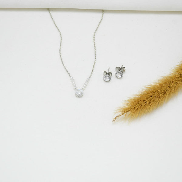 SET COLLAR & ARETES SILVER RAMY