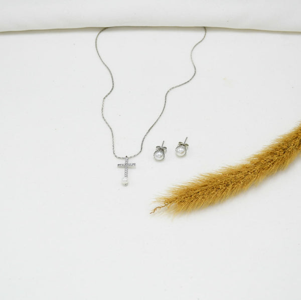 SET COLLAR & ARETES SILVER XIME