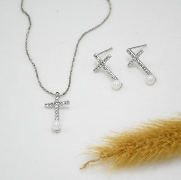 SET COLLAR & ARETES SILVER OLGA