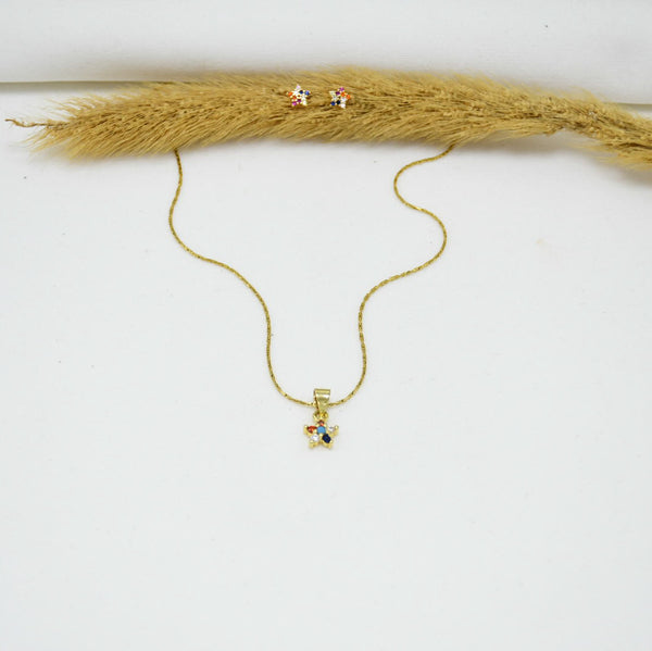 SET COLLAR & ARETES GOLD VERO