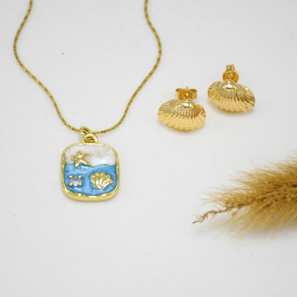 SET COLLAR & ARETES GOLD GABRIELA