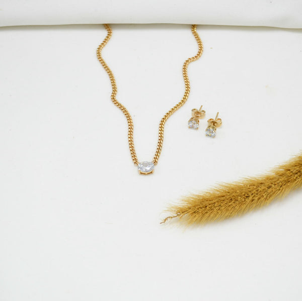 SET COLLAR & ARETES GOLD LORENA