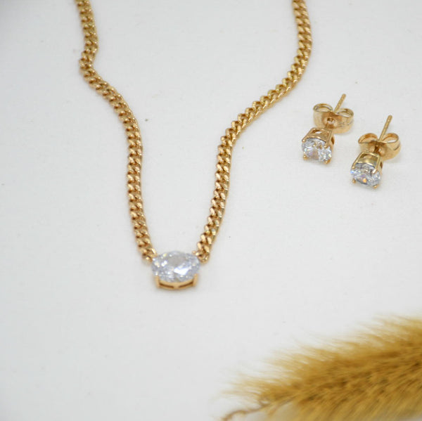 SET COLLAR & ARETES GOLD LORENA