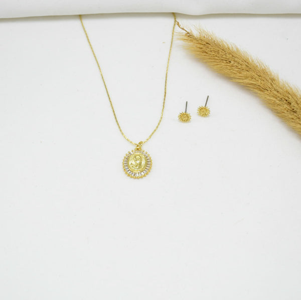 SET COLLAR & ARETES GOLD LAURA