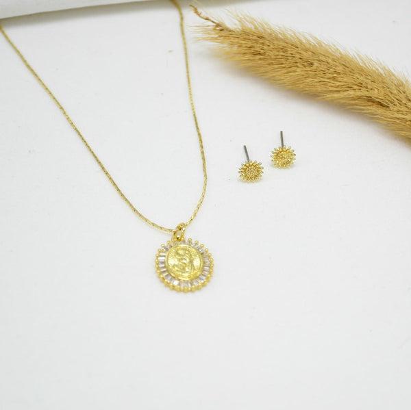 SET COLLAR & ARETES GOLD LAURA