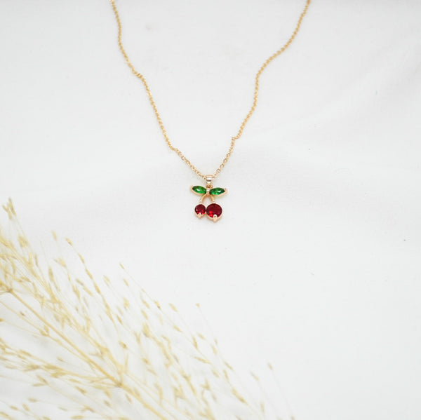 SET COLLAR & ARETES GOLD CHERRY