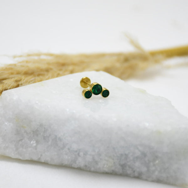 PIERCING DE TITANIO DORADO GREEN PEARL