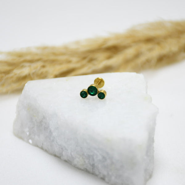 PIERCING DE TITANIO DORADO GREEN PEARL